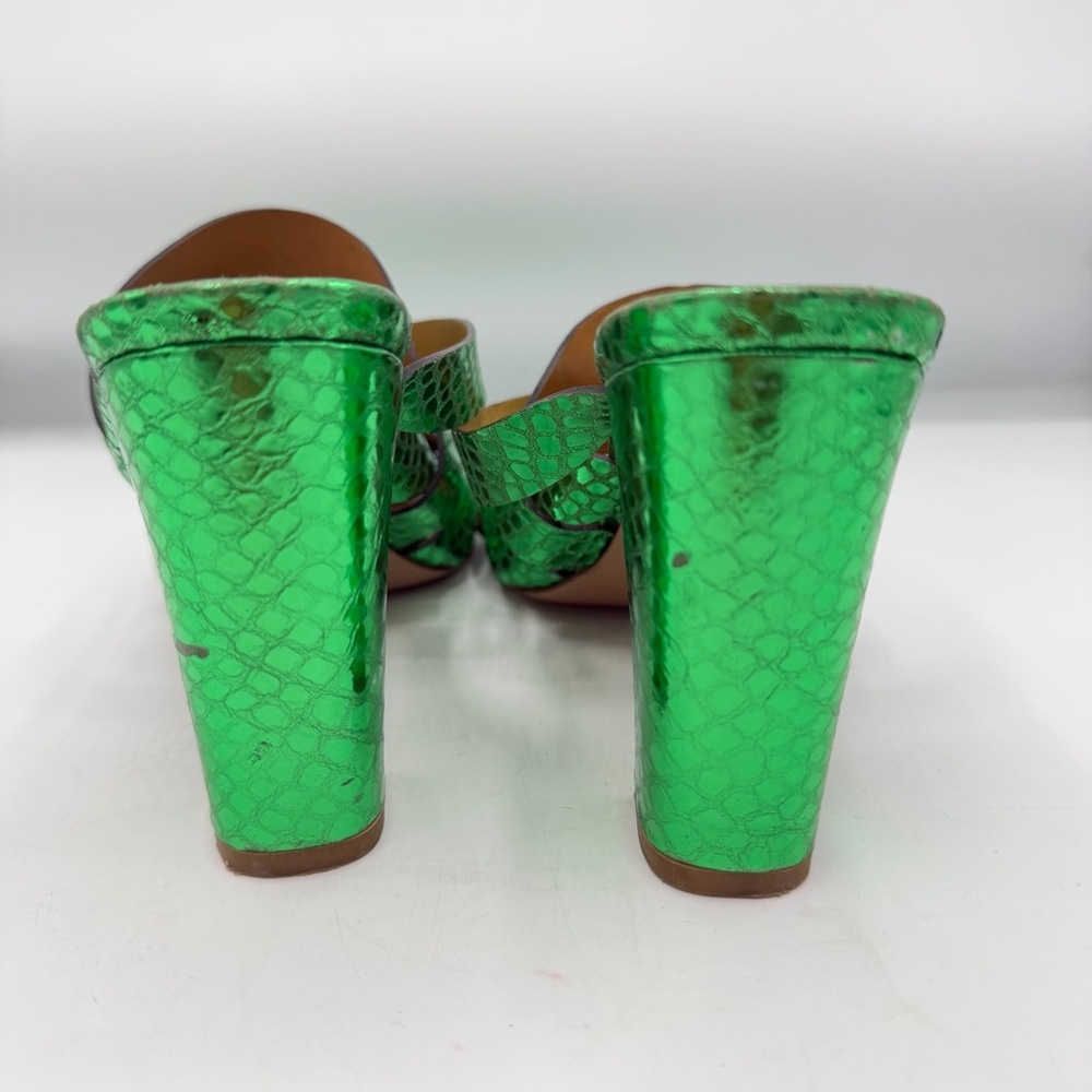 Veronica Beard Emerald Snake Print Mules - Picture 9 of 12